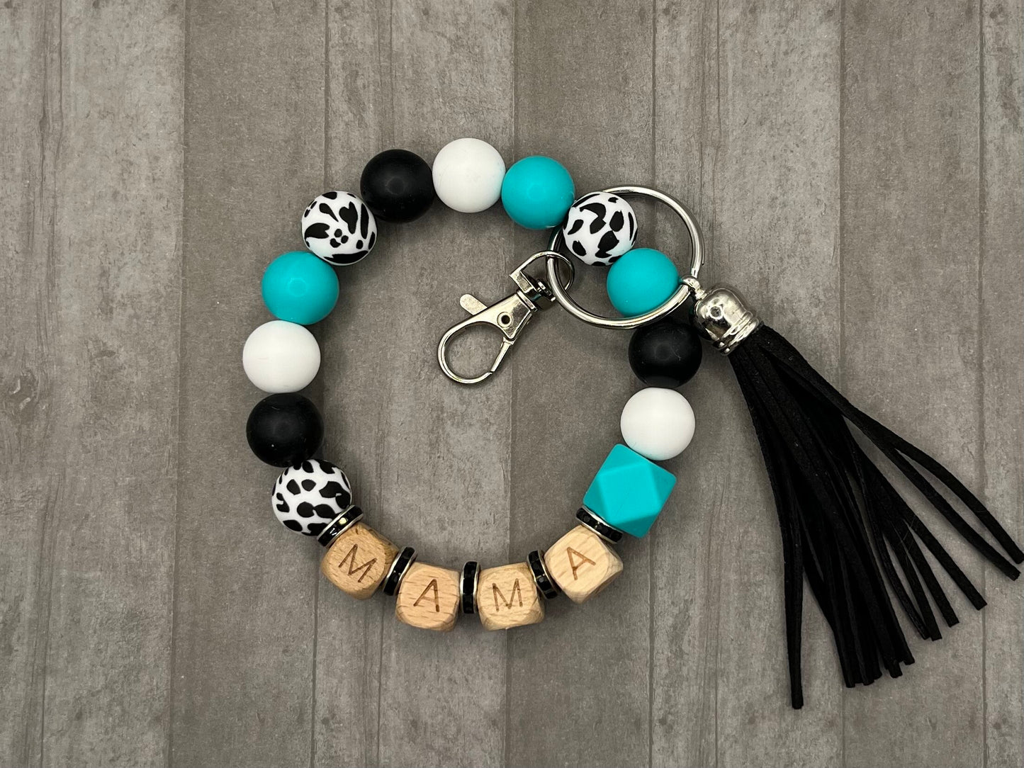 Mama Wooden/Cow Print Wristlet