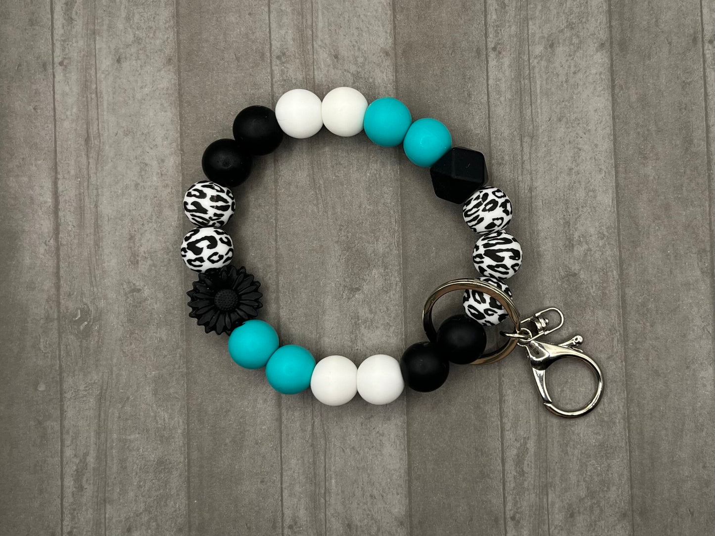 Leopard/Turquoise/Sunflower Wristlet